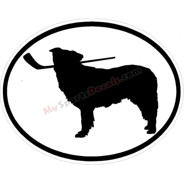Australian Shepard - Pet Ice Hockey Oval Decal and Magnets