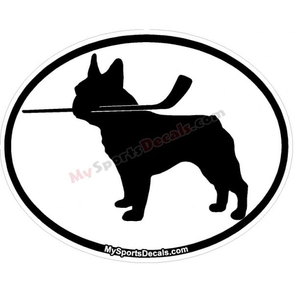 Boston Terrier - Pet Ice Hockey Oval Decal and Magnets