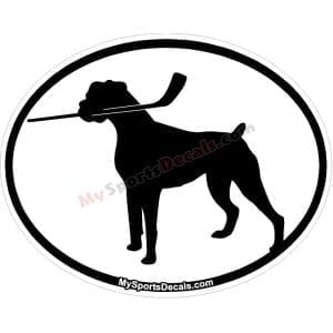 Boxer - Pet Ice Hockey Oval Decal and Magnets