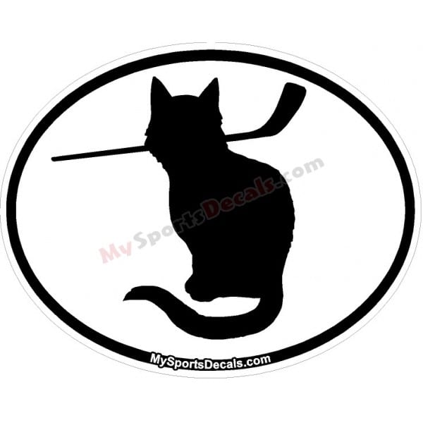 Cat - Pet Ice Hockey Oval Decal and Magnets