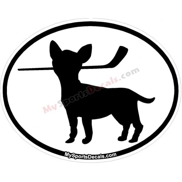 Chihuahua - Pet Ice Hockey Oval Decal and Magnets