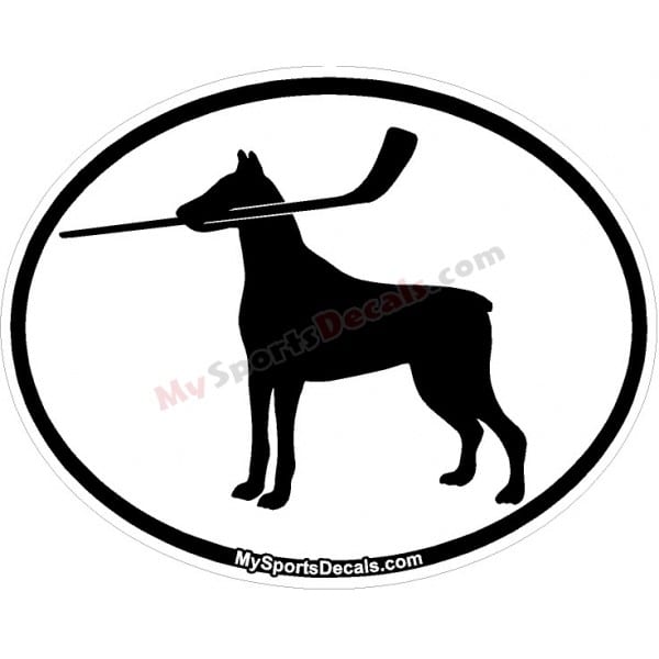 Doberman - Pet Ice Hockey Oval Decal and Magnets