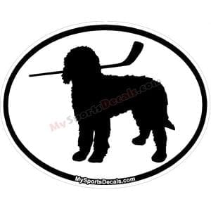Golden Labradoodle - Pet Ice Hockey Oval Decal and Magnets