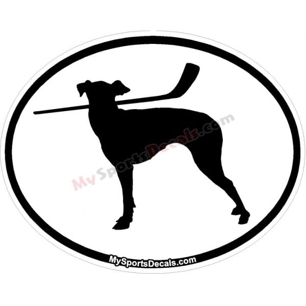 Gray Hound - Pet Ice Hockey Oval Decal and Magnets