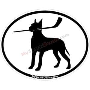 Great Dane - Pet Ice Hockey Oval Decal and Magnets