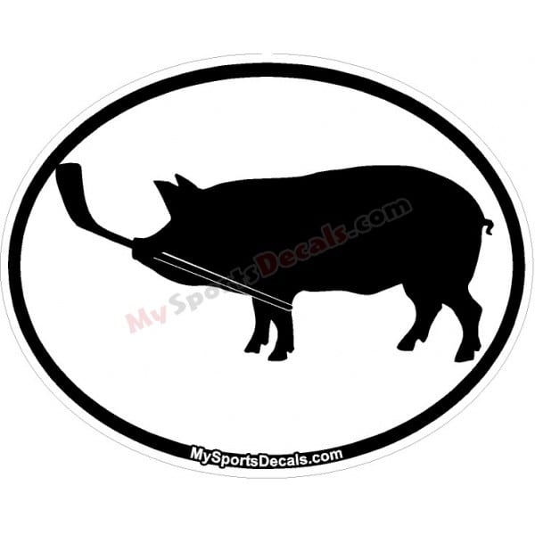Pig - Pet Ice Hockey Oval Decal and Magnets