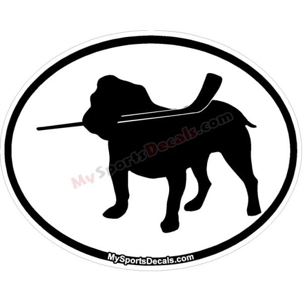 English Bull Dog - Pet Ice Hockey Oval Decal and Magnets