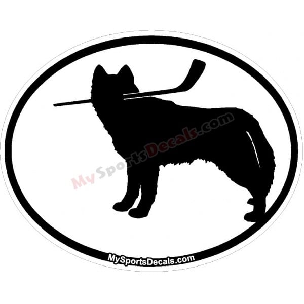 Huskey - Pet Ice Hockey Oval Decal and Magnets