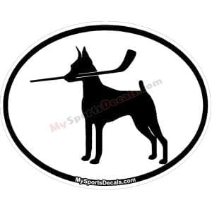 Mini Pinscher - Pet Ice Hockey Oval Decal and Magnets