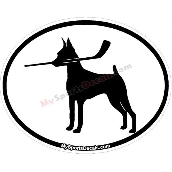 Mini Pinscher - Pet Ice Hockey Oval Decal and Magnets