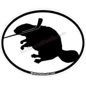 Beaver - Pet Ice Hockey Oval Decal and Magnets